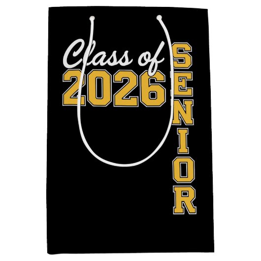 Class Of 2026 Senior Yellow Graduation Graduate ミディアムペーパーバッグ (正面)