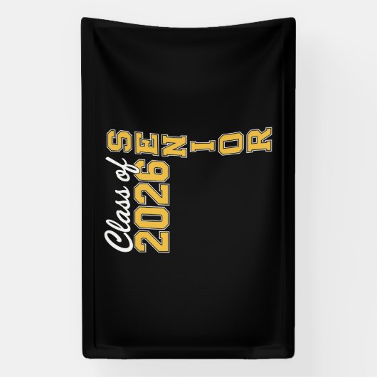 Class Of 2026 Senior Yellow Graduation Graduate 横断幕 (縦)