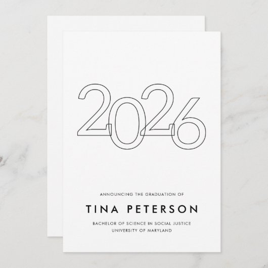 Class of 2026 Simple Graduation Announcement 招待状 (正面/裏面)