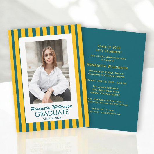 Class of 2026 Teal Gold Modern Graduation Party  招待状