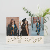 Class of 2026 Typography Grad Photo Cream 案内状 (スタンド正面)