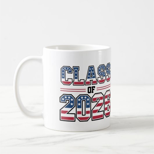 Class of 2026 USA Flag Graduation コーヒーマグカップ (左)
