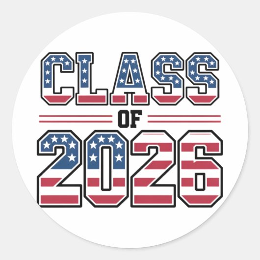 Class of 2026 USA Flag Graduation ラウンドシール (正面)