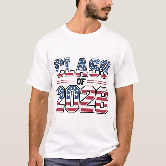Class of 2026 USA Flag Graduation Tシャツ (正面)