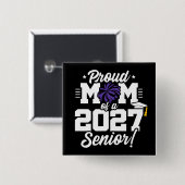 Class of 2027 Senior Graduation Cheer Proud Mom 缶バッジ (正面&裏面)