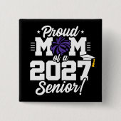 Class of 2027 Senior Graduation Cheer Proud Mom 缶バッジ (正面)