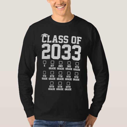 Class Of 2033 Grow With Me Check Mark First Day Of Tシャツ (正面)