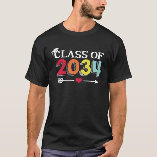 Class Of 2034 Grow With Me Kindergarten K 12 Arrow Tシャツ (正面)