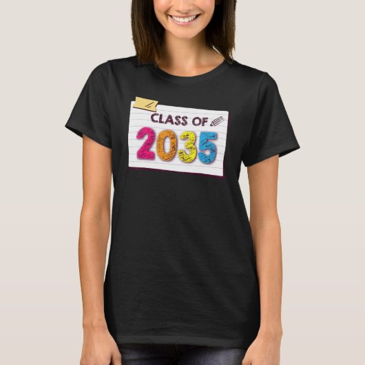 Class Of 2035 Grow With Me Graduation First Day Of Tシャツ (正面)