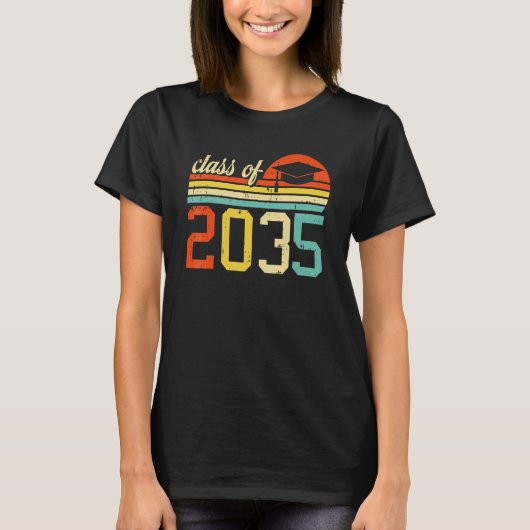 Class Of 2035 Retro Pre K Kindergarten Pre School  Tシャツ (正面)