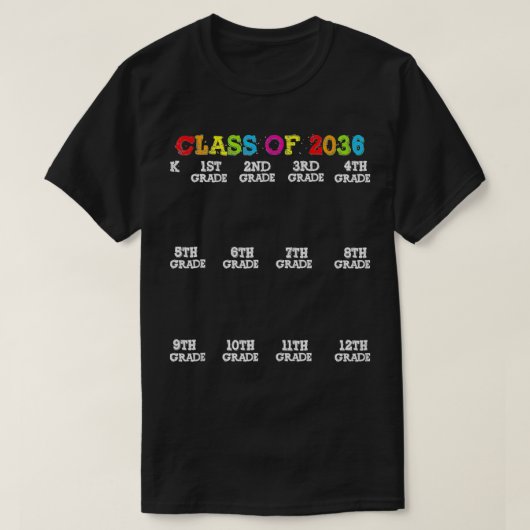 Class Of 2036 Senior 2036 Grow With Me Checklist G Tシャツ (デザイン正面)