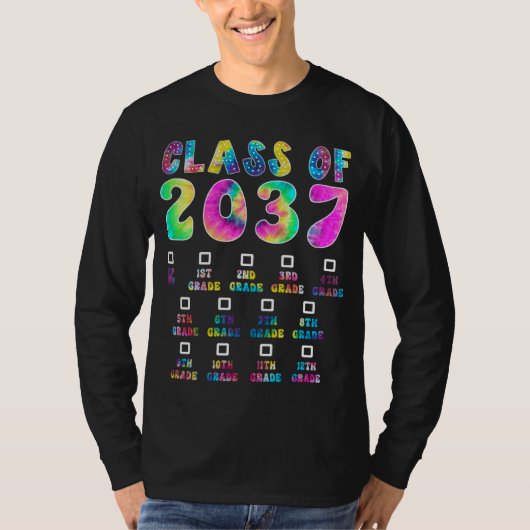 Class Of 2037 Graduate Preschool Kindergarten Tie  Tシャツ (正面)
