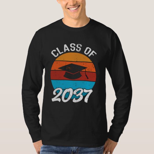 Class Of 2037 Kindergarten Graduate Graduation Gir Tシャツ (正面)