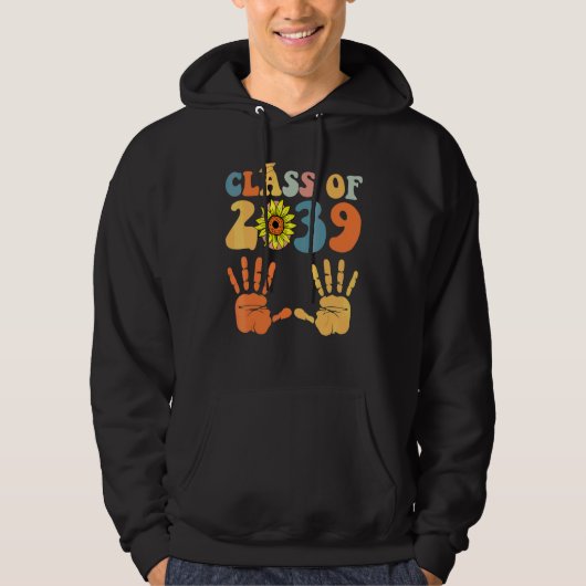 Class Of 2039 Grow With Me Handprint Pre K 12th Gr パーカ (正面)