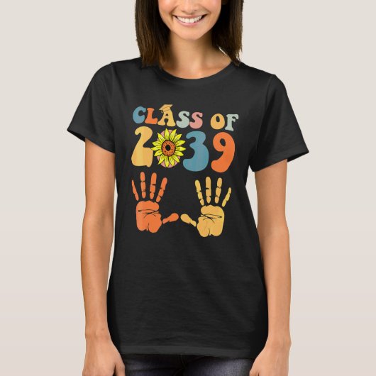 Class Of 2039 Grow With Me Handprint Pre K 12th Gr Tシャツ (正面)