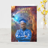 Class of 20XX Custom Photo Orion Nebula Graduation カード (黄色い花)