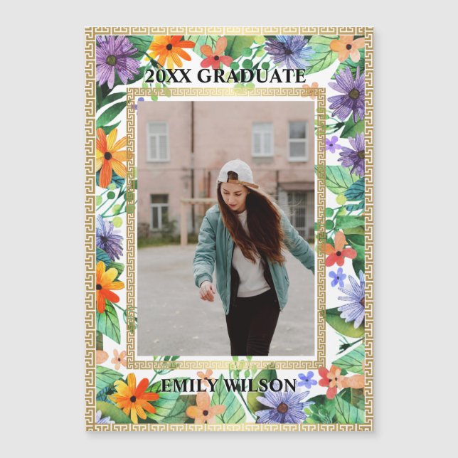 Class of 20XX Floral Photo Graduation Announcement (正面)