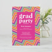 Class of Any Year Graduation Partyピンクカラフル 招待状 (スタンド正面)