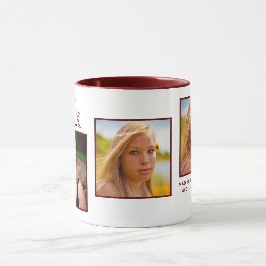 Class Of Graduate Maroon Photo Collage Mag マグカップ (中央)