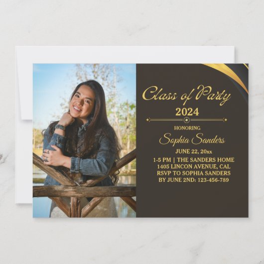 Class of Party Graduation Elegant 2 photos 招待状 (正面)