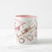 Class of  pink girly accessories graduation  マグカップ (中央)