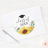 Class of Sunflowerフローラ水色 ラウンドシール (封筒)