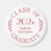 Class of Year大学院Name Redタイポグラフィ マグネット (正面)