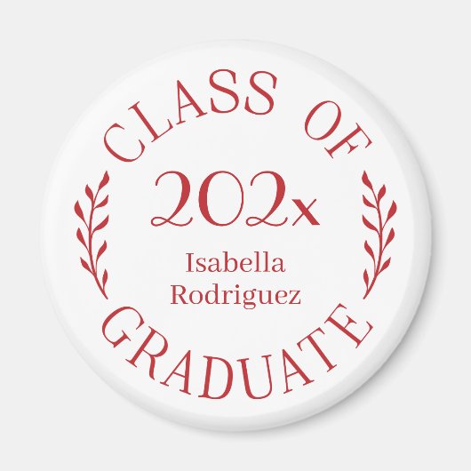 Class of Year大学院Name Redタイポグラフィ マグネット (正面)