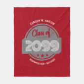 Class of YY Graduate Name Red フリースブランケット (正面)