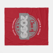 Class of YY Graduate Name Red フリースブランケット (正面(横))