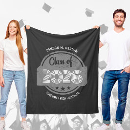 Class of YY Vintage Graduate Name フリースブランケット