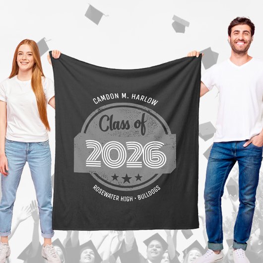 Class of YY Vintage Graduate Name フリースブランケット