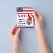 Class Presidentの投票:帽子と旗の写真フライヤー チラシ (手)