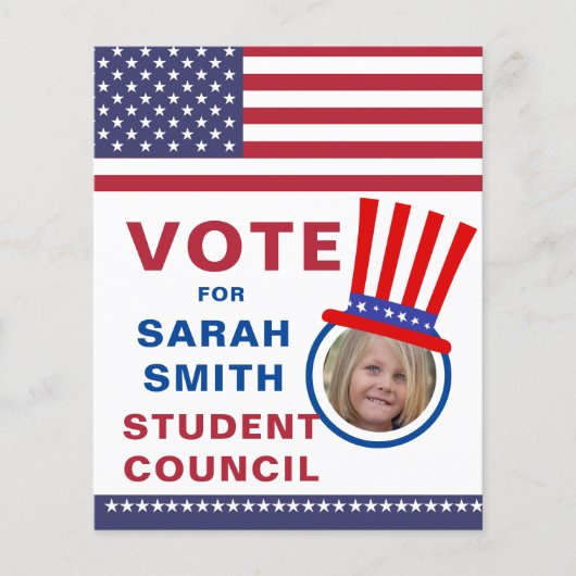 Class Presidentの投票:帽子と旗の写真フライヤー チラシ (正面)