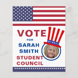 Class Presidentの投票：帽子と旗の写真フライヤー チラシ