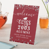 Class Reunion Welcome Table Sign Red 台座サイン (インサイチュ)