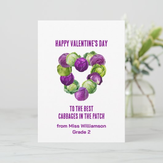 Class Valentines BEST CABBAGES IN PATCH Teacher シーズンカード (スタンド正面)