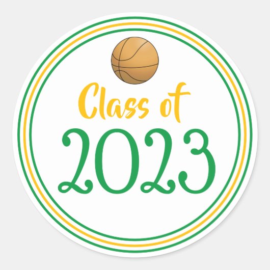 Class Yearグリーン&金ゴールド卒業 ラウンドシール (正面)