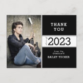 Class Year白黒写真卒業ありがとう ポストカード (正面)