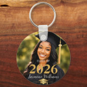 Class Year Black Gold Graduation Portrait キーホルダー (正面)