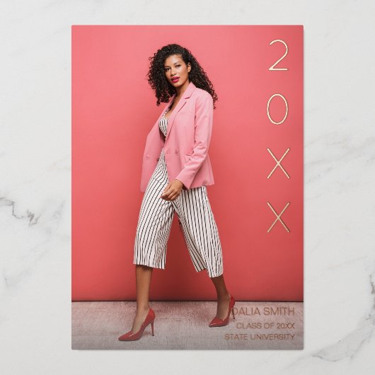 Class Year Foilの卒業発表 箔招待状 (正面)