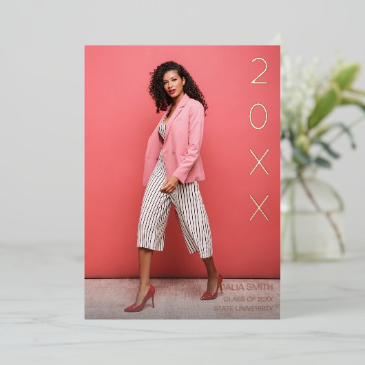 Class Year Foilの卒業発表 箔招待状 (立ち正面)