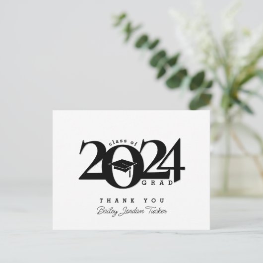 Class Year Grad Cap Tessel卒業ありがとう ポストカード (スタンド正面)