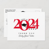 Class Year Grad Tessel Red Graduationありがとう ポストカード (正面/裏面)