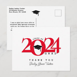 Class Year Grad Tessel Red Graduationありがとう ポストカード