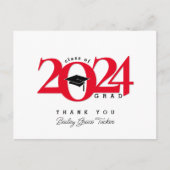 Class Year Grad Tessel Red Graduationありがとう ポストカード (正面)