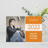 Class Year Orange & White 2-Photo卒業 案内状 (スタンド正面)