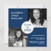 Class Year Photo Graduation Announcement Navy Blue 案内状 (正面)
