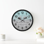 Classes Extension Blue グラデーション Gray Silverロゴ ラージ壁時計 (ホーム)