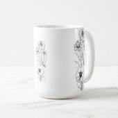 Classic 15 oz Floral Outline Mug コーヒーマグカップ (正面右)